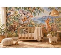 MOOGCO Koala Ukulele Wallpaper Mural, Peel and Stick Kids Room Wall Mural, Watercolor Animal Music Nursery Wallpaper, 60 x 40 in