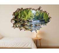MOOGCO River Otters 3D Wall Sticker, Peel and Stick Forest Stream Mural Decal for Nursery, Kids Bedroom and Playroom, Satin Finish Removable Wall Art, 48" W x 32" H (122 x 81 cm)