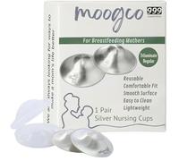 MOOGCO Silver Nursing Cups - 999k Silver Trilaminate Nipple Shields for Breastfeeding - Nickel-Free Chemical-Free (Regular, Set of 2)