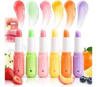 MooGlamor 6 Pieces Fruit Lip Balm Set, Translucent Moisturising Lip Balm, Care for Dry Cracked Lips for Men and Women