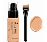 MooGlamor Liquid Foundation with Brush, Soft Smooth Makeup Foundation with Porcelain-like Finish and Full Coverage Effect for Women Everyday Makeup (#03)