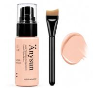 MooGlamor Liquid Foundation with Brush, Soft Smooth Makeup Foundation with Porcelain-like Finish and Full Coverage Effect for Women Everyday Makeup (#01)