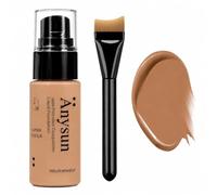 MooGlamor Liquid Foundation with Brush, Soft Smooth Makeup Foundation with Porcelain-like Finish and Full Coverage Effect for Women Everyday Makeup (#09)