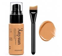 MooGlamor Liquid Foundation with Brush, Soft Smooth Makeup Foundation with Porcelain-like Finish and Full Coverage Effect for Women Everyday Makeup (#05)