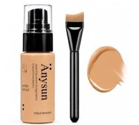 MooGlamor Liquid Foundation with Brush, Soft Smooth Makeup Foundation with Porcelain-like Finish and Full Coverage Effect for Women Everyday Makeup (#04)