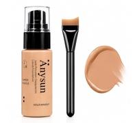 MooGlamor Liquid Foundation with Brush, Soft Smooth Makeup Foundation with Porcelain-like Finish and Full Coverage Effect for Women Everyday Makeup (#07)