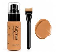 MooGlamor Liquid Foundation with Brush, Soft Smooth Makeup Foundation with Porcelain-like Finish and Full Coverage Effect for Women Everyday Makeup (#10)
