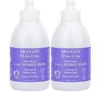 MooGoo 2-in-1 Bubbly Wash - Natural Baby Cleanser & Bubble Bath, Gentle Body Wash & Shampoo - Fragrance-Free, SLS-Free, Dermatologically Tested - 500 ml (Pack of 2)