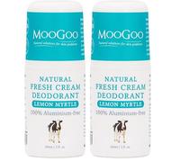 MooGoo Natural Deodorant Lemon Myrtle - Non-Irritating, Bicarb & Aluminium-Free Roll-On, Odour Control for Adults & Kids, 60ml / 2 fl.oz. (Pack of 2)