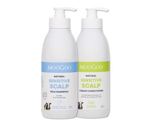 MooGoo Natural Milk Shampoo & Cream Conditioner Pack - For Itchy, Dry, Sensitive Scalps Prone to Eczema & Psoriasis - Sulphate-Free, Silicone-Free, Paraben-Free - 2x 500 ml