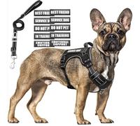 MOOGROU Medium Size Tactical Dog Harness And Leash, Service Dog Anti-Pull Heavy Duty Vest And 10 Patches With Safety Belt For Dogs, Adjustable Reflective Pa Harness
