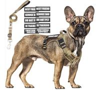 MOOGROU Medium Size Tactical Dog Harness And Leash, Service Dog Anti-Pull Heavy Duty Vest And 10 Patches With Safety Belt For Dogs, Adjustable Reflective Pa Harness