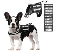 MOOGROU Service Dog Vest Harness and 10 Patches for Small Dogs,Mesh Design Adjustable Emotional Support Dog Vest,Lightweight Reflective Do Not Pet Dog Harness for Training Walking Everyday Black XS