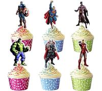 MOOH 24 Pcs Avenger Superhero Cake Topper Set for Birthday Decorations