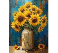 Moohue Art Crafts 14ct Counted Cross Stitch Patterns Kits Sunflowers Printed Stamped Cross Stitch Kits for Adults Needlepoint Kits (Beautiful Sunflowers)