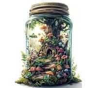 Moohue Stamped Cross Stitch Kits for Adults Mushroom Bottle 14CT Pre Printed Cross Stitch Kits for Beginners (Mushroom Trees in a Bottle)