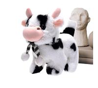 Mooing Cow Plush - Battery Operated Nodding Head Toy, Sound Interactive Animal, Educational Learning Companion | Kids Boys Girls Play Fun Gift Birthday Party Farm Animal Lover Interactive