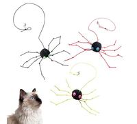 Mooipur Cat Wand Spider Refills, Teaser Wand Cat Toy Replacement, Spider Replacement Refills, Cat Spider Toys, Interactive Cat Toy Attachment for Indoor Cats and Kitten, (Red+Yellow+Black,3)