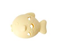 Mooipur Fish Cat Teething Toy, Food-Grade Silicone Pet Treat Dispensing Toy for Cat & Dog Dental Care Chew (Yellow)