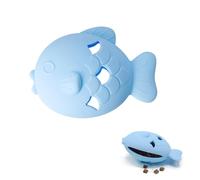 Mooipur Fish Cat Teething Toy, Food-Grade Silicone Pet Treat Dispensing Toy for Cat & Dog Dental Care Chew (Blue)