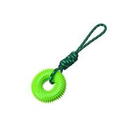 Mooipur Squeaky TPR Dog Chew Ring Toy, Tug of War Rope Teething Dog Toy (Green-1 PC)
