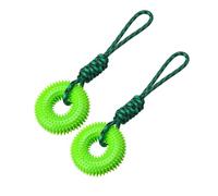 Mooipur Squeaky TPR Dog Chew Ring Toy, Tug of War Rope Teething Dog Toy (Green-2 PCS)