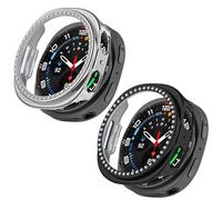 MOOISVS 2 Packs for Galaxy Watch 8 Case 40mm, Bling Frame Protective Case Compatible for Samsung Galaxy Watch 8 (2 Packs, Silver/Black)