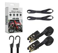MOOK Heavy Duty Ratchet Straps - 2PCs endless ratchet straps, 2.5M x 25MM Tie Down Straps with 2 Soft Loops, 2 Bungee Cords - 250KG Load Capacity - Secure Cargo for Car, Kayak, Motorcycle - 06 PCs Set