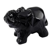 mookaitedecor 1.5 Inches Elephant Crystal Statue Mini Pocket Stone Figurine