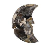 mookaitedecor 100-135mm Fluorite Agate Crystal Moon Shaped Crystal Ornament for Home, Natural Luminous Stone Rock Geode Agate Ornament Rare Crystals and Gemstones for Collecting Healing Crystal Gift