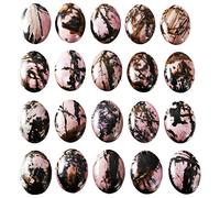 mookaitedecor 10pcs 13x18mm Natural Rhodonite Crystal Oval Cabochons Flat Back Stones Beads for Jewellery Making, Reiki Healing Crystal Cabs Genuine Stone for DIY Cabochon Pendant & Earrings