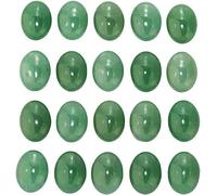 mookaitedecor 10pcs 18x25mm Natural Green Aventurine Oval Cabochons Flat Back Stones Beads for Jewellery Making, Reiki Healing Crystal Cabs Genuine Stone for DIY Cabochon Pendant & Earrings