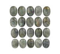 mookaitedecor 10pcs 18x25mm Natural Grey Labradorite Crystal Oval Cabochons Flat Back Stones Beads for Jewellery Making, Reiki Healing Crystal Cabs Genuine Stone for DIY Cabochon Pendant & Earrings