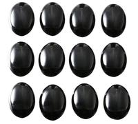 mookaitedecor 10pcs 22x30mm Natural Black Agate Crystal Cabochons for Jewellery Making Crafting, Oval Cabochons Flat Back Stones Beads Healing Crystal Cabs for DIY Pendant & Earrings Making