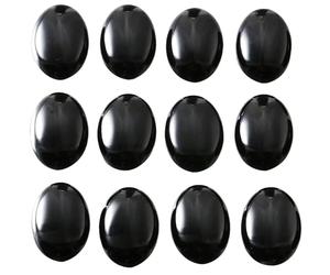 mookaitedecor 10pcs 22x30mm Natural Black Agate Crystal Cabochons for Jewellery Making Crafting, Oval Cabochons Flat Back Stones Beads Healing Crystal Cabs for DIY Pendant & Earrings Making
