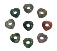 mookaitedecor 10pcs Indian Agate Heart Crystal Large Hole Beads for Macrame Projects, 5mm Loose Spacer Beads for DIY Necklace Earring Jewelry Making, 15-16mm
