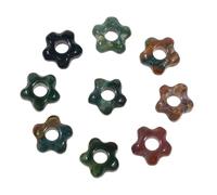 mookaitedecor 10pcs Indian Agate Hollow Flower Crystal Large Hole Beads for Macrame Projects, 5mm Loose Spacer Beads for DIY Necklace Earring Jewelry Making, 14-15mm