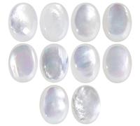 mookaitedecor 10pcs Natural White Pearl Shell Oval Cabochons Flat Back Polished Crystal Stone Beads for Jewellery Making and Decoration, 10x12 mm