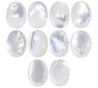 mookaitedecor 10pcs Natural White Pearl Shell Oval Cabochons Flat Back Polished Crystal Stone Beads for Jewellery Making and Decoration, 12x16 mm