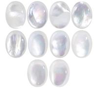 mookaitedecor 10pcs Natural White Pearl Shell Oval Cabochons Flat Back Polished Crystal Stone Beads for Jewellery Making and Decoration, 13x18 mm