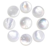 mookaitedecor 10pcs Natural White Pearl Shell Round Cabochons Flat Back Polished Crystal Stone Beads for Jewellery Making and Decoration, 8 mm