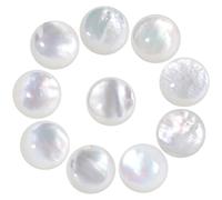mookaitedecor 10pcs Natural White Pearl Shell Round Cabochons Flat Back Polished Crystal Stone Beads for Jewellery Making and Decoration, 6 mm