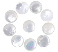 mookaitedecor 10pcs Natural White Pearl Shell Round Cabochons Flat Back Polished Crystal Stone Beads for Jewellery Making and Decoration, 12 mm