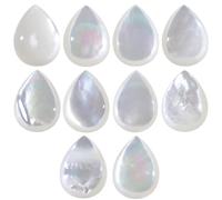 mookaitedecor 10pcs Natural White Pearl Shell Teardrop Cabochons Flat Back Polished Crystal Stone Beads for Jewellery Making and Decoration, 13x18 mm