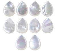 mookaitedecor 10pcs Natural White Pearl Shell Teardrop Cabochons Flat Back Polished Crystal Stone Beads for Jewellery Making and Decoration, 12x16 mm