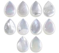 mookaitedecor 10pcs Natural White Pearl Shell Teardrop Cabochons Flat Back Polished Crystal Stone Beads for Jewellery Making and Decoration, 10x14 mm