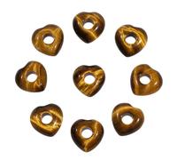 mookaitedecor 10pcs Tiger's Eye Stone Heart Crystal Large Hole Beads for Macrame Projects, 5mm Loose Spacer Beads for DIY Necklace Earring Jewelry Making, 15-16mm