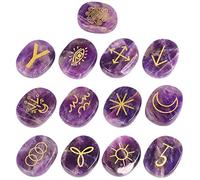 mookaitedecor 13pcs Witches Runes Set, Reiki Engraved Symbol Palm Stone