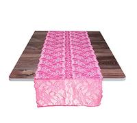 mookaitedecor 13x53 Inch Pink Floral Lace Table Runner, Embroidered Vintage Elegant Rectangular Festive Table Runner for Wedding Dinner Party Coffee Table Christmas Living Room Home Decor