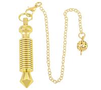 mookaitedecor 16 Plate Ring Metal Dowsing Pendulum for Divination Scrying Reiki Healing Spiritual Room Decor Gift, Gold Plated Brass Decorative Dowsing Pendulum